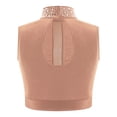 thumbnail image 2 of YiZYiF Kids Girls Lyrical Dance Crop Top Mock Neck Sleeveless Rhinestones Dancing Vests Tank Tops Dusty Pink 10, 2 of 6
