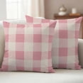 thumbnail image 2 of Pink Farmhouse Outdoor Pillow Covers 18x18 Set of 2,Waterproof Patio Throw Pillowcase Protectors,Buffalo Plaid Check Lattice Geometric Decorative Pillow Shams Cushion Covers for Seat Bed Couch Sofa, 2 of 8