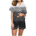 thumbnail image 2 of IROINNID Womens Two Piece Pajama Set Silk Sleepwear Short Sleeve Tops+ Shorts summer Homewear Clothes, 2 of 5
