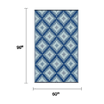 thumbnail image 3 of FH Home Outdoor Rug - Waterproof, Fade Resistant, Reversible - Premium Recycled Plastic - Geometric - Patio, Deck, Porch, Balcony, Laundry Room - Aztec Kilim - Blue Multi - 4 x 6 ft, 3 of 9