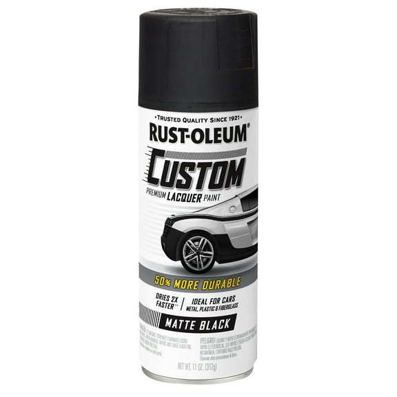 6 Pack, Black, Rust-Oleum Automotive Custom Matte Lacquer Spray Paint-332289, 11 oz