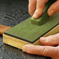 Handheld Leather Strop with Polishing Paste, Wood Handle Sharpening Board for Maintaining Sharp Knives and Straight Razors