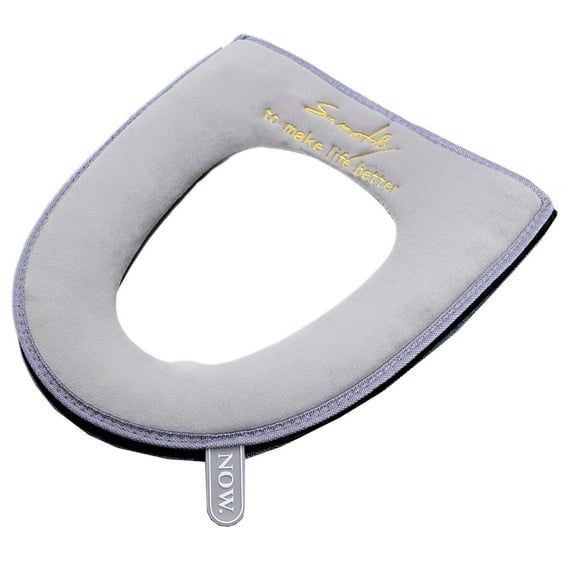 SLYNSHome Toilet Seat Cover Pads Thicken Soft Plush Warm Toilet Seat Ring Cushion - 14.6x17 inch - Washable Bathroom Toilet Covers Liners Four Seasons Universal (Gray)