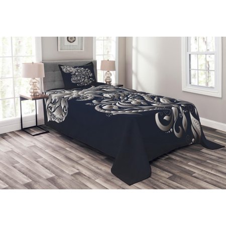Zodiac Bedspread Set Swirling Victorian Inspired Royal Symbol