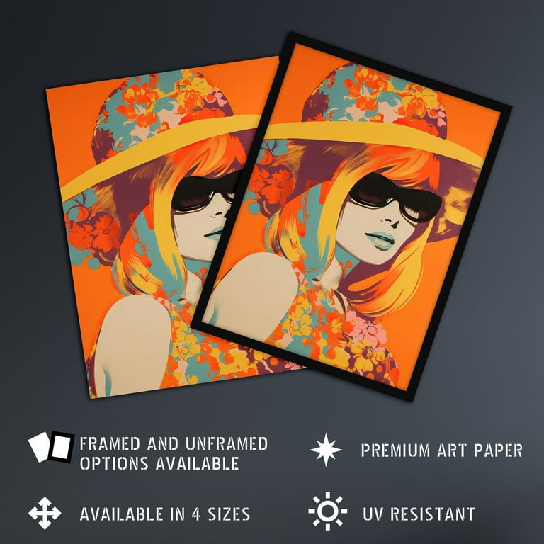 Flower Power Portrait 1960's Style Vintage Retro Silkscreen