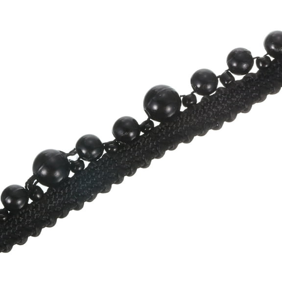 Uxcell 5 Yard  4mm OD 0.59" Wide Faux Pearl Lace Ribbon Black 5Pack