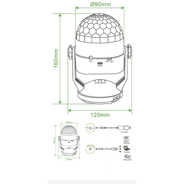 Herunwer RGB Crystal Ball Party Light with Remote Control, 7 Modes, and Tripod for Stage, Home, and Events