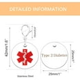 thumbnail image 3 of Custom Medical ID Keychain for Men Women Seniors – Waterproof Stainless Steel Emergency Alert Tag, Free Engraving, Round Medical Jewelry Gift, 3 of 7