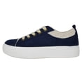 thumbnail image 2 of Soda Flat Women's Shoes Lace Up Loafers Casual Sneakers Synthetic Fur Hidden Flatform ENDEAR-G Suede Blue Navy 6, 2 of 5