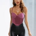 thumbnail image 2 of YYDGH Women Lace Corset Crop Tops Spaghetti Straps Going Out Bustier Sexy Club Bodysuit with Adjustable Stap Pink XL, 2 of 6