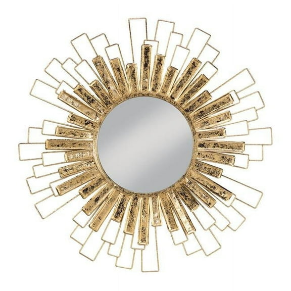 Tripar International 19785 Classic Round Framed Gold Foil Sunburst Wall Mirror, Gold