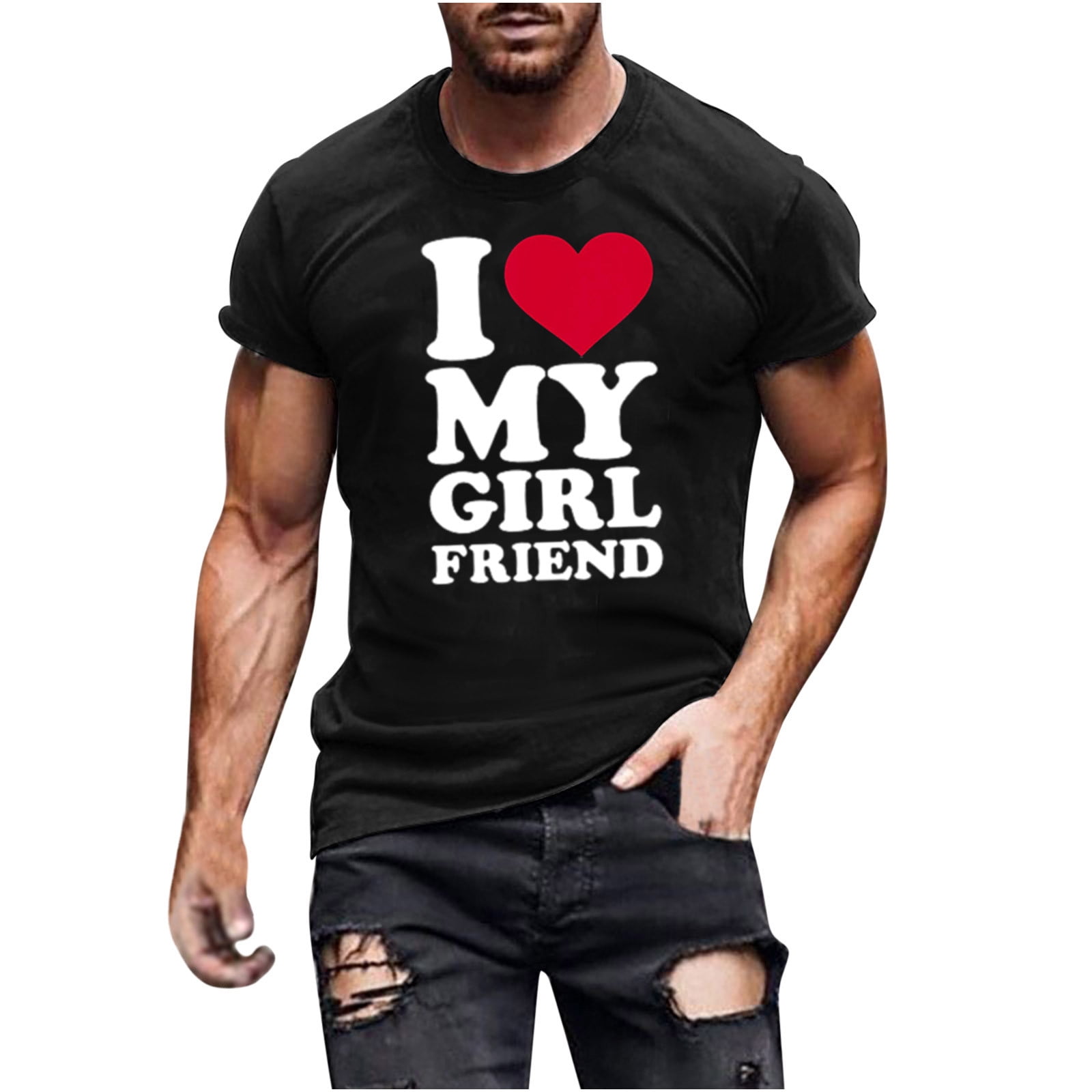 zanvin I Love My Girlfriend T Shirt Customized T Shirts Custom Shirt Best Gift for Him Boyfriend Husband Black XL Walmart