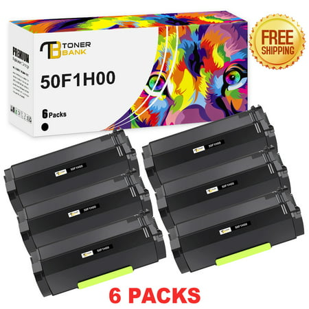 Toner Bank Compatible Toner Replacement for Lexmark 50F1H00 MS310d MS310dn MS312dn MS315dn MS410d MS410dn MS415dn MX310dn MX410de MX510de Black  6-Pack Toner Bank is a reseller of printer consumable products with its warehouses in East and West Coast since 2015. We carry wide range of compatible toner cartridges & printer ink for most major printer brands. Product Specification: Brand: Toner Bank Compatible Toner Cartridge Replacement for: Lexmark 50F1H00 Compatible Toner Cartridge Replacement for Printer: Lexmark MS310d/MS310dn/MS312dn/MS315dn/Lexmark MS410d/MS410dn/MS415dn Lexmark MS510dnLexmark MS610de/MS610dn/MS610dte/MS610dtnLexmark MX310dn/MX410de/MX510de/Lexmark MX511de/MX511dhe/MX511dteLexmark MX610de/Lexmark MX611de/MX611dfe/MX611dte/MX611dhe Pack of Items: 6-Pack Ink Color: 6 * Black Page Yield (based upon a 5% coverage of A4 paper): 6*5000 Pages Cartridge Approx.Weight : 6.35 Pounds Cartridge Dimensions (Per Pack): 12.99 x 4.53 x 5.31 Inches Package Including: 6-Pack Toner Cartridge