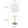 thumbnail image 7 of Maklaine 28" Round Faux Marble & Metal Dining Table in Gold and White, 7 of 7