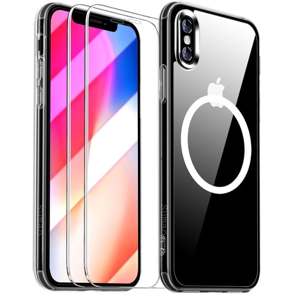 Sumao silicone anti-fall mobile phone case with two screen protectors,(iPhone X/iPhone XS,clera)
