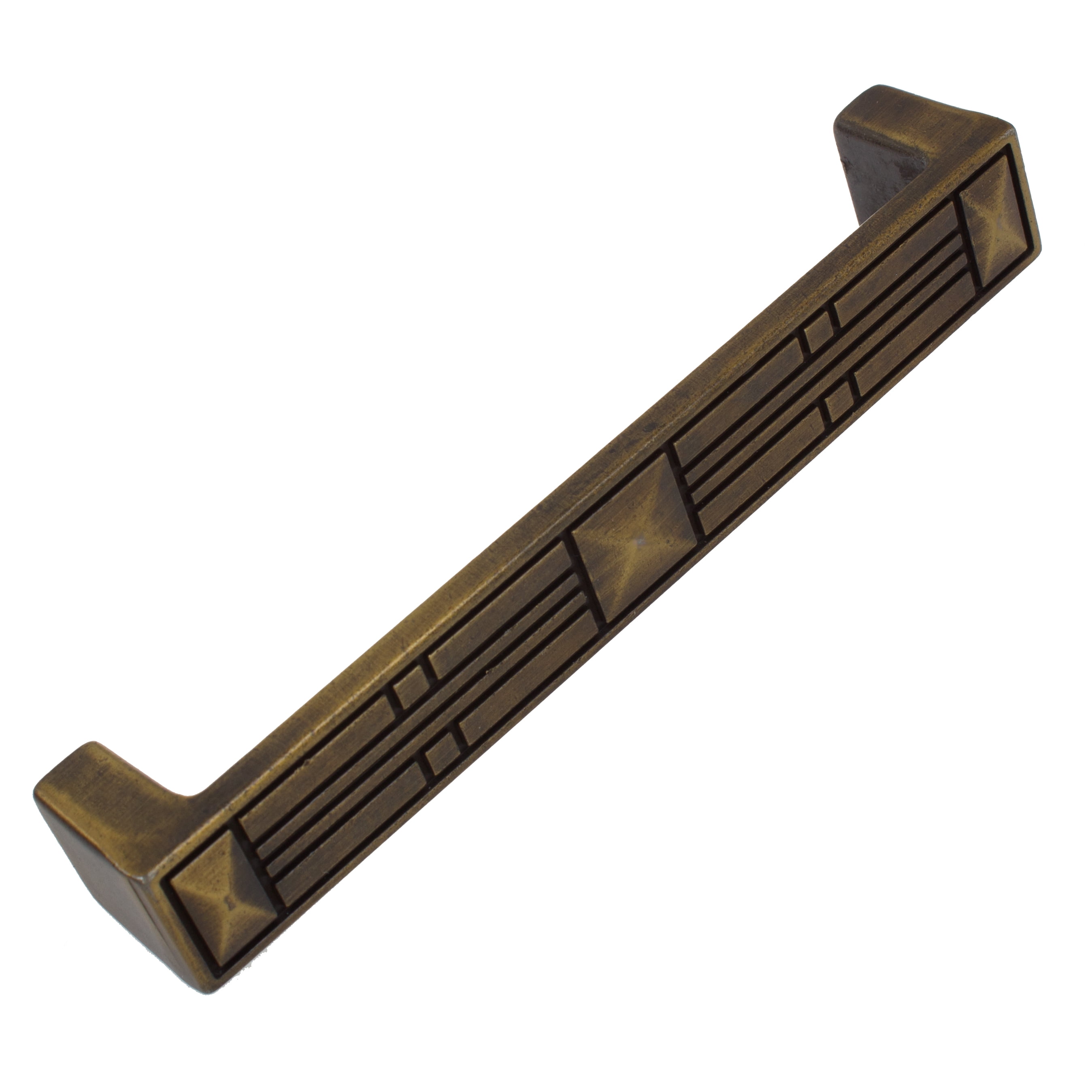 GlideRite 5 in. Center Modern Rectangular Flat Pyramid Pull Cabinet Hardware Handles, Antique Brass, Pack of 10