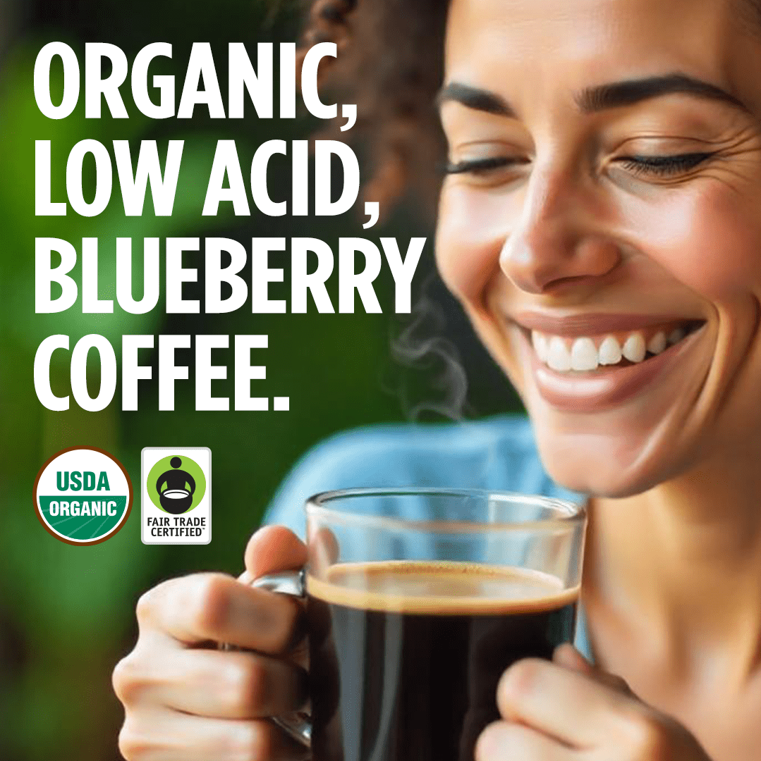 VitaCup Perfect Blueberry Flavored Low Acid Coffee Pods, Single Serve Pods Compatible with Keurig K-Cup Brewers, 16 Ct
