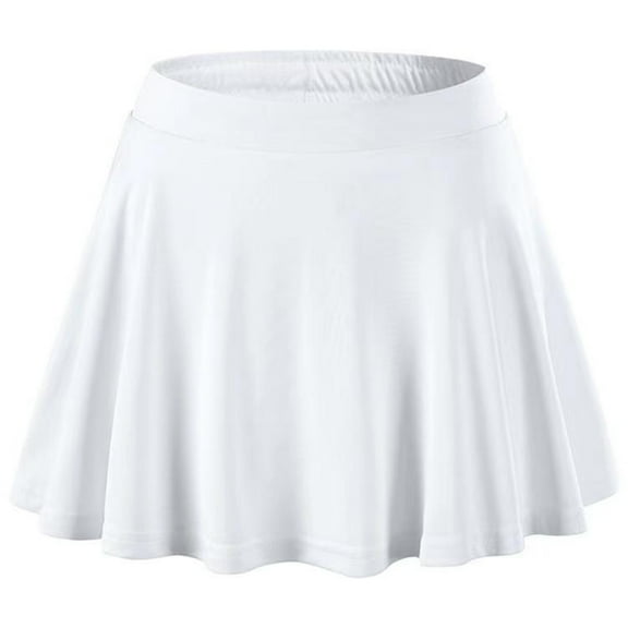 Yanarno Women Tennis Golf Skirt Built-in Shorts Sport Mini Skorts High Waist Workout Fit Athletic White 4XS