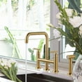 thumbnail image 2 of WOWOW Brass Double Handle Bridge Kitchen Faucet, Deck Mount Kitchen Sink Faucet with Side Sprayer, 2 of 8