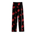 thumbnail image 4 of Spider Hero Halloween Pants Women's Plush Fleece Lounge Pants Cozy Warm Elastic Waist Pajama Bottoms Soft Graphic Printed Sleepwear Fuzzy Warm Home Sleepers Trousers, Watermelon Red, XXL, 4 of 4