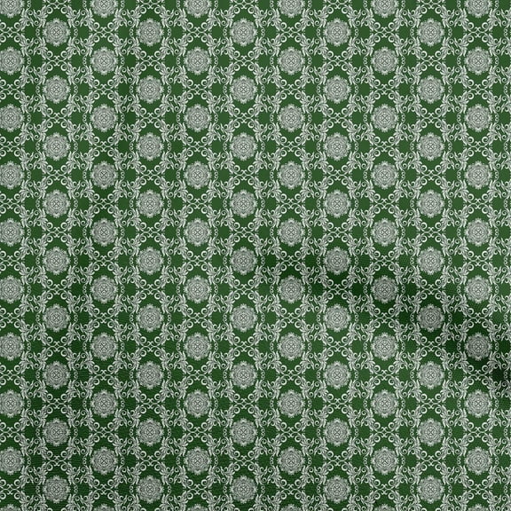 oneOone Cotton Poplin Dark Green Fabric Asian Ornamental Quilting Supplies Print Sewing Fabric By The Yard 56 Inch Wide