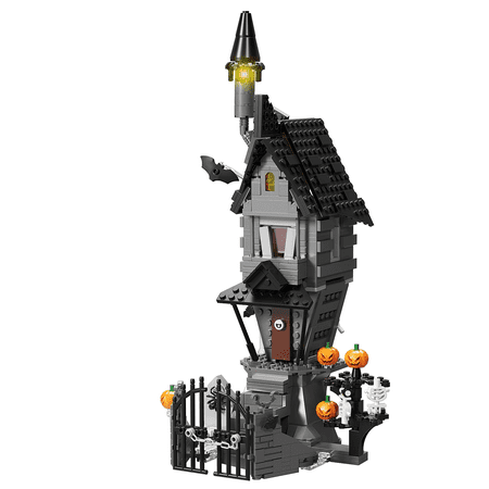 Honchoes Haunted House Building Set with LED Compatible with Lego Halloween Decor Gift for Adults 581 Pcs