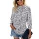thumbnail image 5 of Printed Tops Skin Friendly Soft Frill Trim Stand Collar Keyhole Back Elegant Fashionable 3/4 Sleeve Shirt  for Office Work ANGGREK Otros, 5 of 6