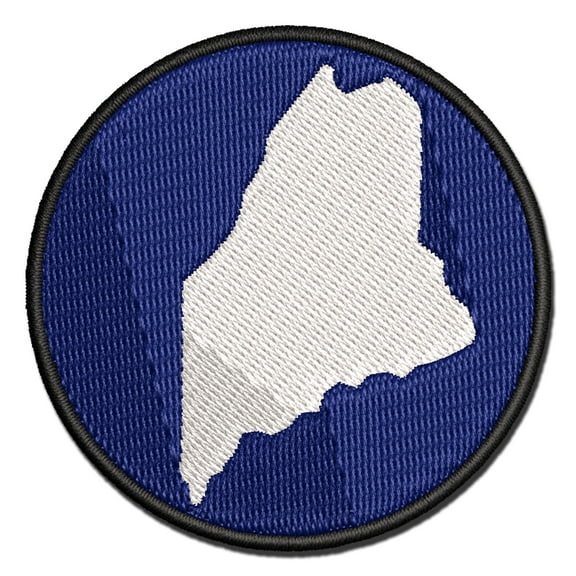 Maine State Silhouette Applique Multi-Color Embroidered Iron-On Patch - 2.5 Inch Small