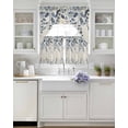 thumbnail image 3 of Navy Blue Eucalyptus Swag Curtains for Living Room/Bedroom Windows, Farmhouse Weeping Leaves Linen Kitchen Curtains and Valances Set 36 Inch Length, Light Filtering Swags Valance Curtain Panels, 3 of 5