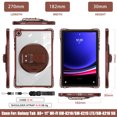thumbnail image 5 of ELEHOLD Rugged Case For  Samsung Galaxy Tab A9+ 11Inch, Full Protection Transparent 360° Rotating Stand Cover, with Silicone Wrist Strap, Shoulder Strap,Chocolate, 5 of 12