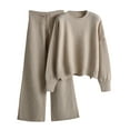 thumbnail image 2 of Women's Knitted Suit Set Loose Sweater Wide-Leg Pants Two-Piece for Fall and Winter Fashion, Perfect for Holiday Parties and Casual Wear, Comfortable and Chic,Khaki,One Size, 2 of 9