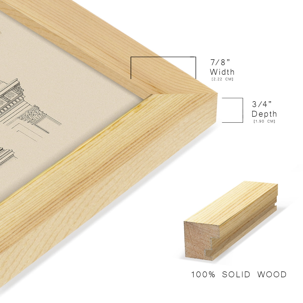 Estate & Plan IV -Framed Print w/glass-Natural Wood