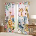 thumbnail image 2 of jejeloiu Zoo Tiger Zebra Black Out Curtains,Wild Lions Elk Curtains Pack of 2 (42x63 Each),Colorful Rustic Flowers Bedroom Curtains For Kids,Breathable Home Decor, 2 of 6