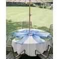 thumbnail image 3 of Outdoor Tablecloth with Umbrella Hole Zipper Hydrangea Spring Round Tablecloth 54" Waterproof Outside Table Cloth Idyllic Flower Floral Bow Plant Leaf Patio Table Cover Tablecloths for Picnic Party, 3 of 8