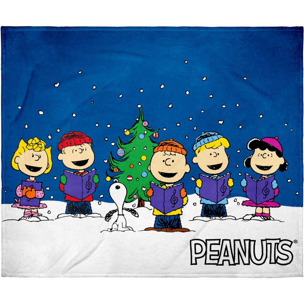 Peanuts Charlie Brown And Gang Christmas Carol Silk Touch Plush Throw