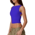 thumbnail image 2 of Women Summer Backless Tank Tops Spring Casual Basic Cute 2026 Sleeveless Shirt Vacation Outfit Royal Blue 120 XL, 2 of 7