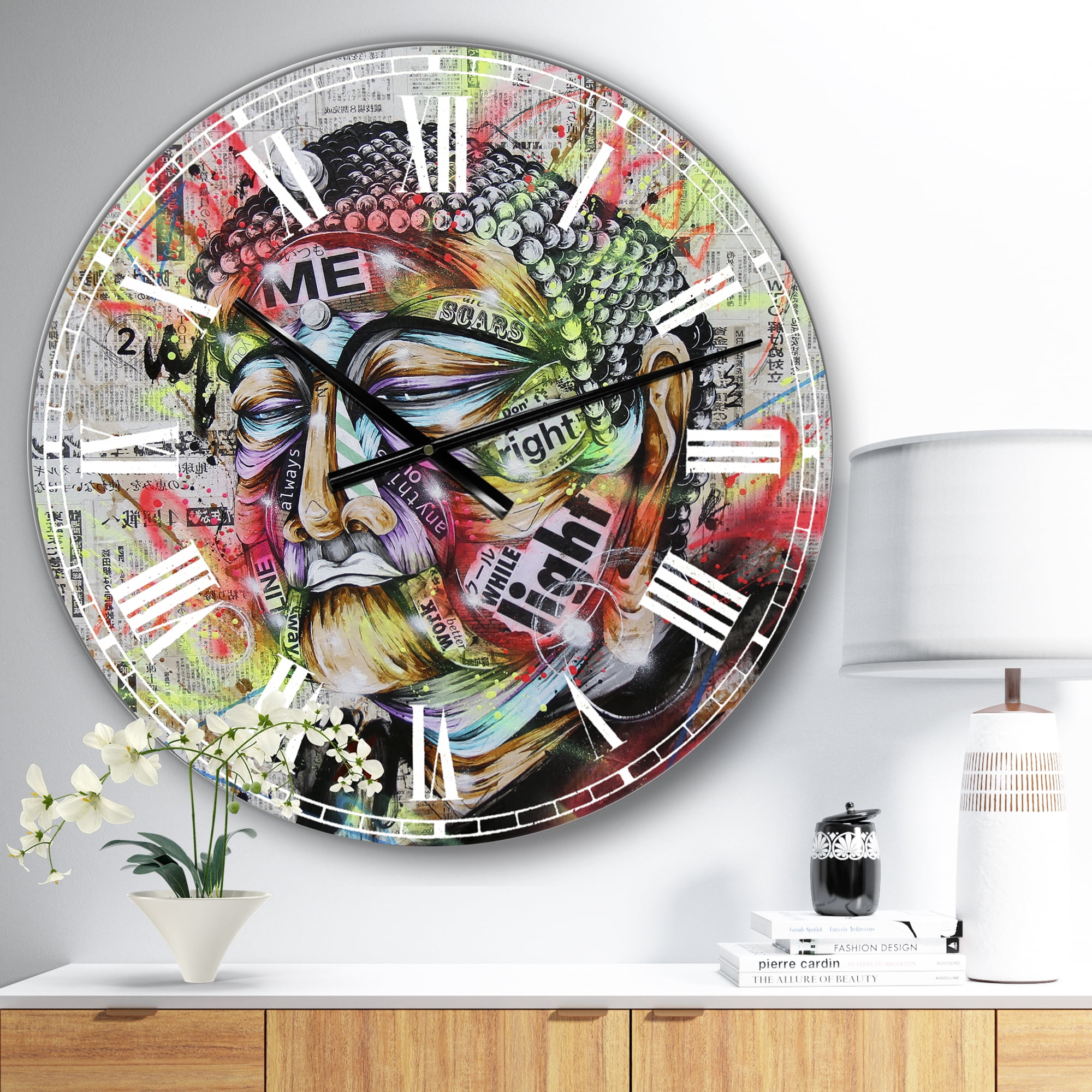 Designart 'Street Art Graffiti Holy Man' Large Modern Wall Clock