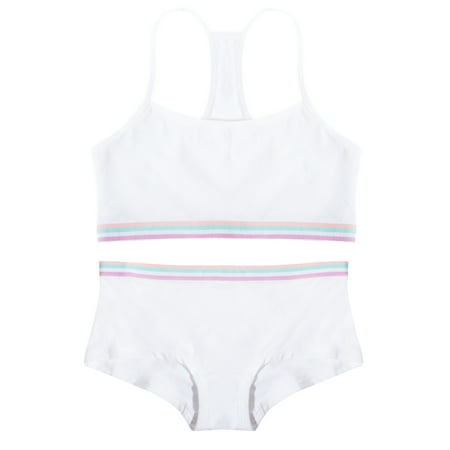 Fruit of the Loom Girls Beginner Cotton Cami Crop Bra and Boyshort Panty Set  Size XL