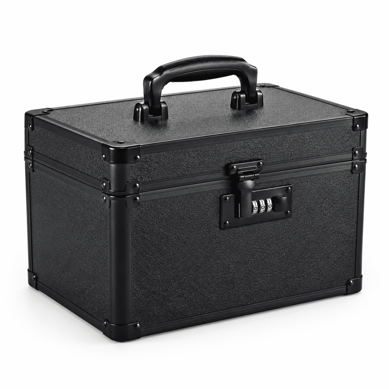 Lock Box with 3-digit Combination Black 12-inch Secure Storage for Medication and Valuables