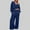 Navy, variant on Womens Loungewear Sets Loose V Neck Long Sleeve Sweatshirt Wide Leg Pants 2 Piece Tracksuit Outfits with Pockets New Beach Vacation Clothing Set for Women Light Blue XL