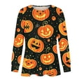 thumbnail image 4 of Fartey Womens Halloween Long Sleeve Shirts Cute Halloween PrintedTops Dress Dressy Comfy Crew Neck Pullover Tops,XL, 4 of 5