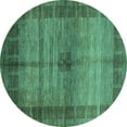 thumbnail image 1 of Ahgly Company Indoor Round Abstract Turquoise Blue Modern Area Rugs, 6' Round, 1 of 4