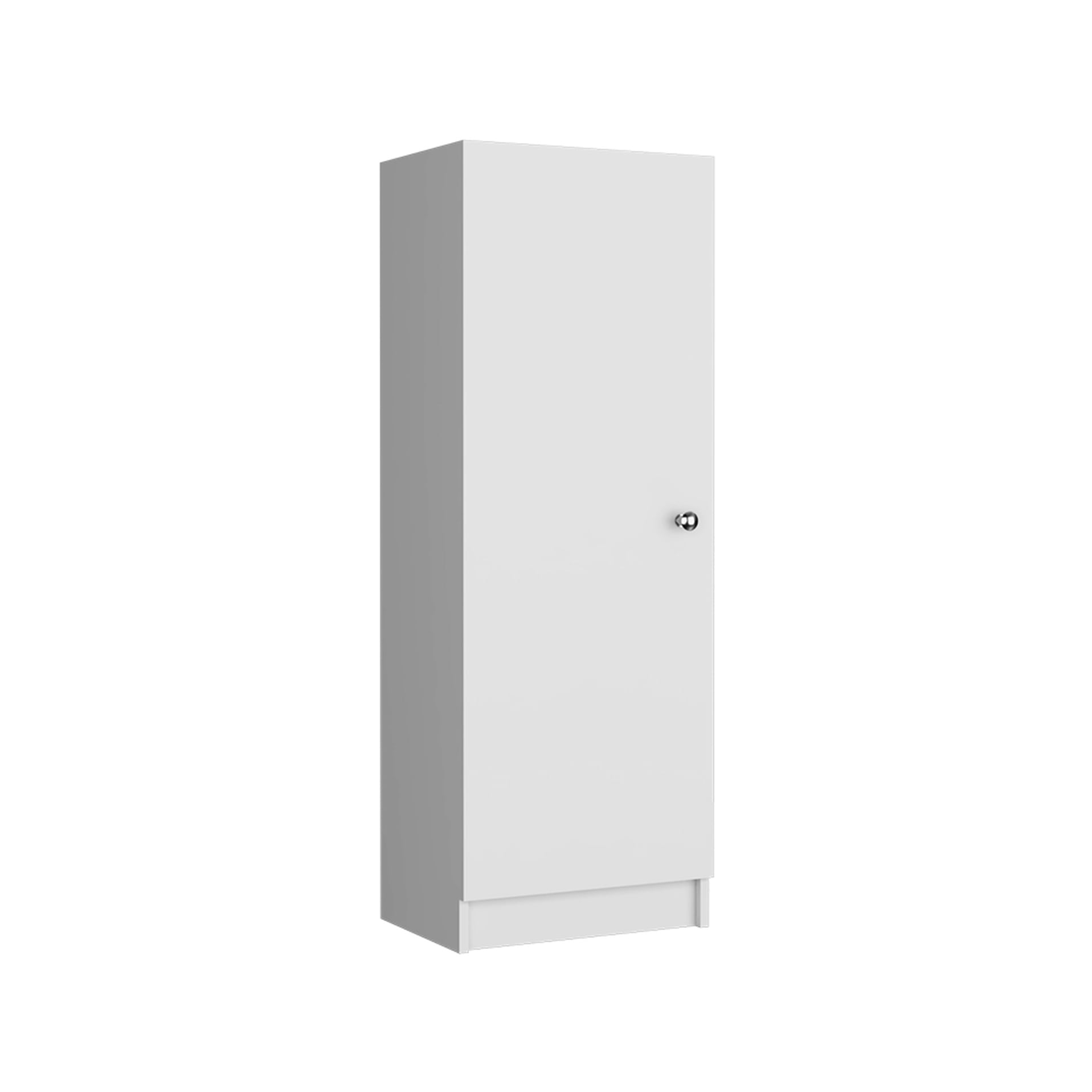 White Kitchen Pantry, 48.15" Height, One Door Cabinet With Four Interior Shelves, 10.7" High, Space Efficient For Utility Room, Garage, Or Bedroom, Easy To Assemble In Minutes 47" H Pantry Cabinet,