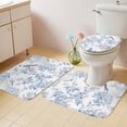 thumbnail image 2 of Blue White Flowers Bath Mat 3 Piece Bathroom Rug Set, Spring Summer Floral Botanical Non Slip Bath Rug Contour Mat and Toilet Lid Cover, Absorbent Shower Mats Soft Bath Rugs and Mats Sets, 2 of 8