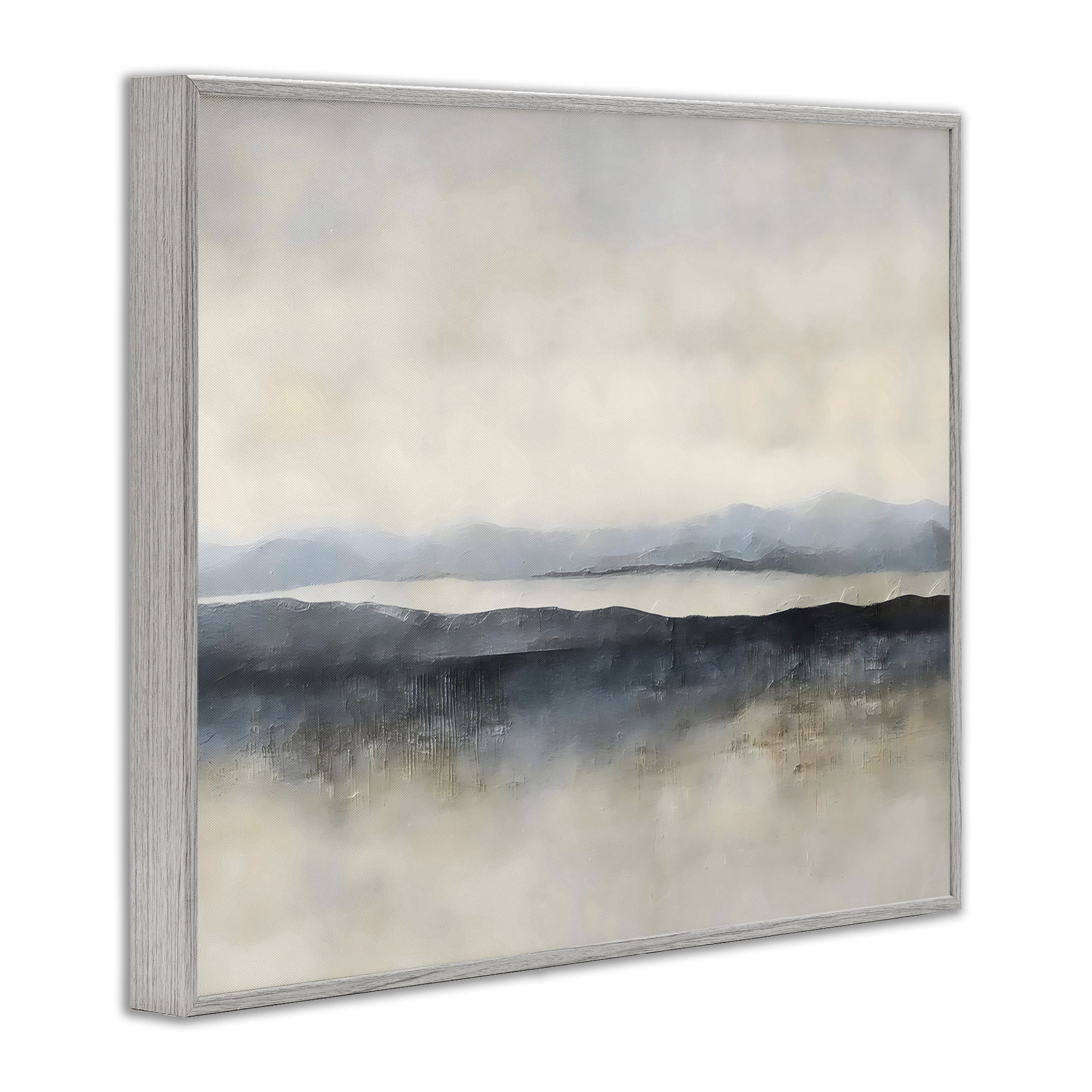 Stupell Industries Misty Muted Horizon Gray Framed Giclee Art, design by Riley B