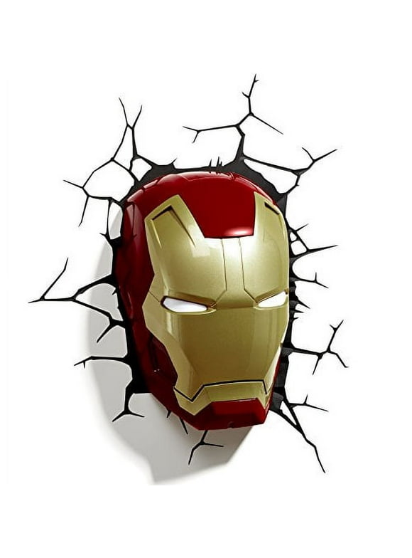 3DLightFX Marvel Avengers Iron Man Mask 3D Deco Light Wall Kids Bedroom