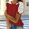 thumbnail image 5 of VgaVtl Short Sleeve T-Shirt for Women Summer Women Plus Size Tops Holiday Ruffles Elegant Polka Dots Casual Loose Shirts,Red M, 5 of 7