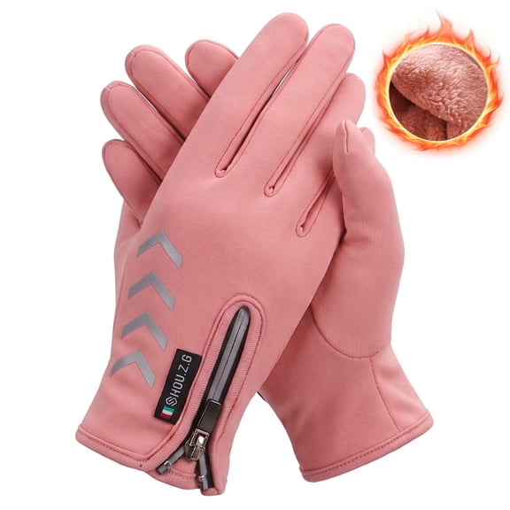 Gustave Kids Winter Warm Gloves Fleece Lined Non-Slip Gloves Cold Weather Outdoor Snow Cycling Gloves with Zipper for Girls Boys