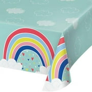Creative Converting Over The Rainbow Plastic Tablecover All Over Print, 54" X 102"