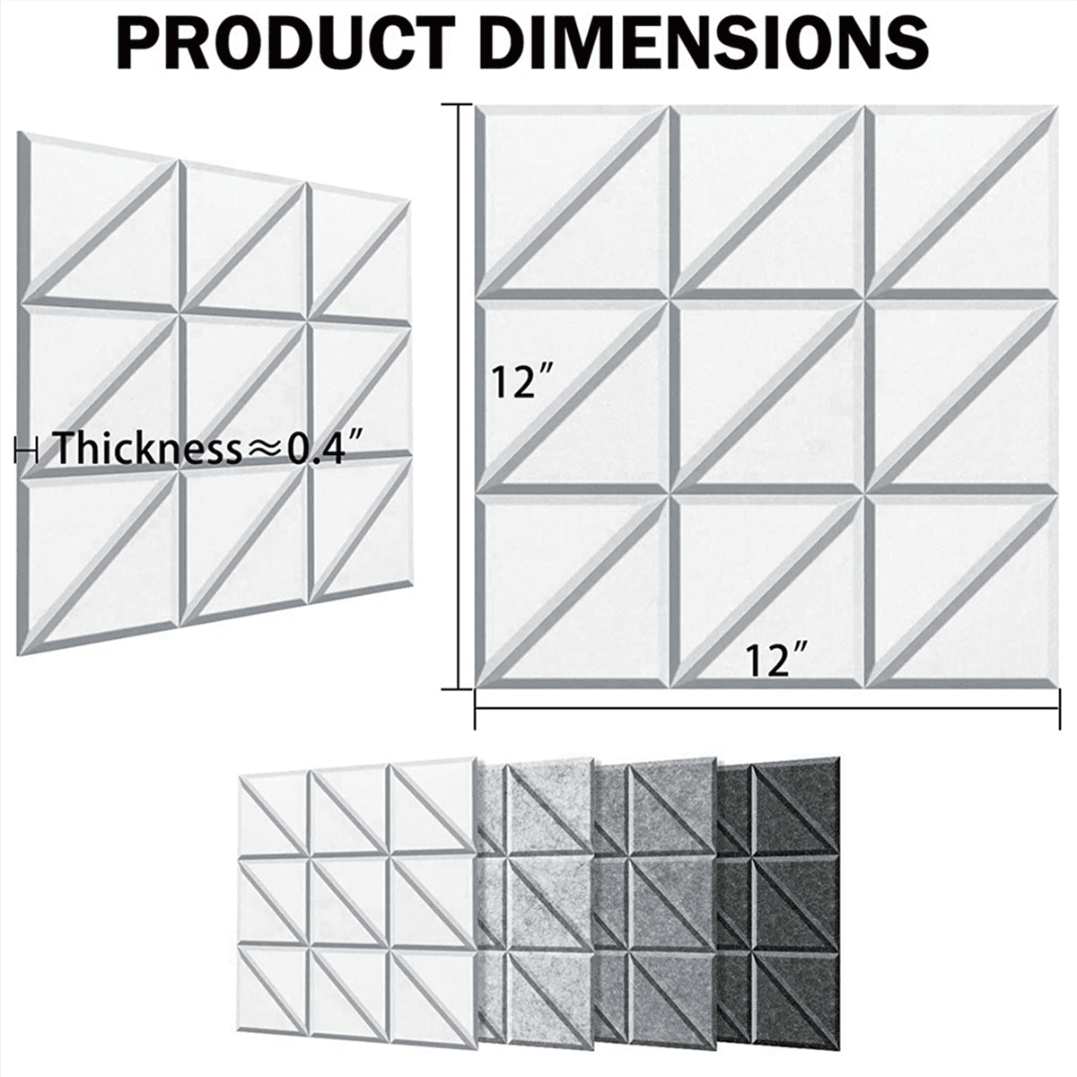 Self-Adhesive Acoustic Panels, 24Pcs 12X12X0.4Inch Sound Absorbing Panels, Decorative Soundproof Wall Panels C